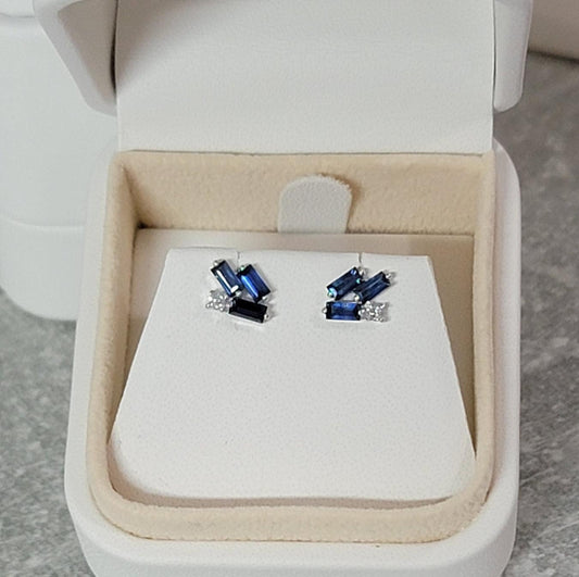 Color Gem Diamond Earrings, Cluster Stud Earrings, 14k Solid Gold Earrings, Minimalist Earrings, Multicolor Gem Stud Earrings, Dainty Studs