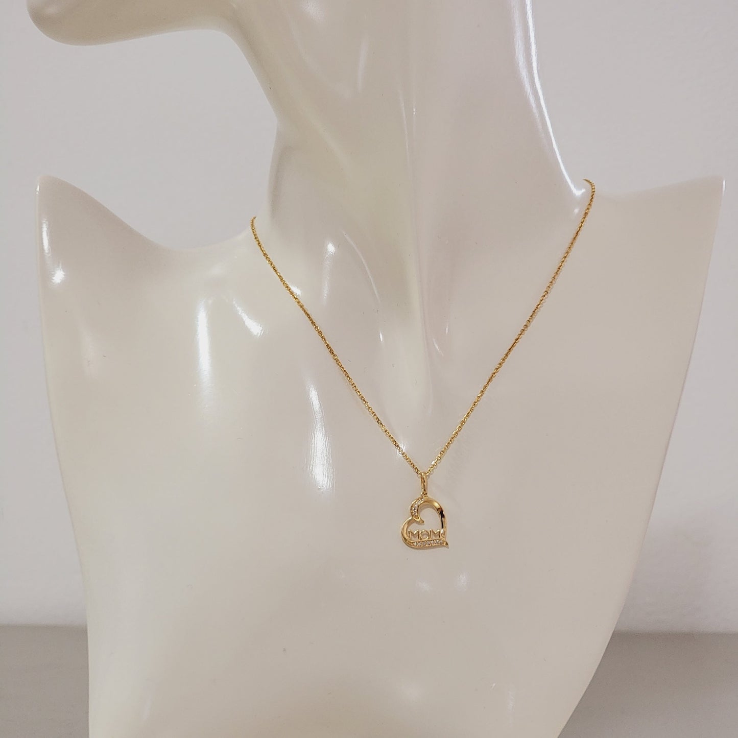 14K Solid Gold Diamond Heart Pendant