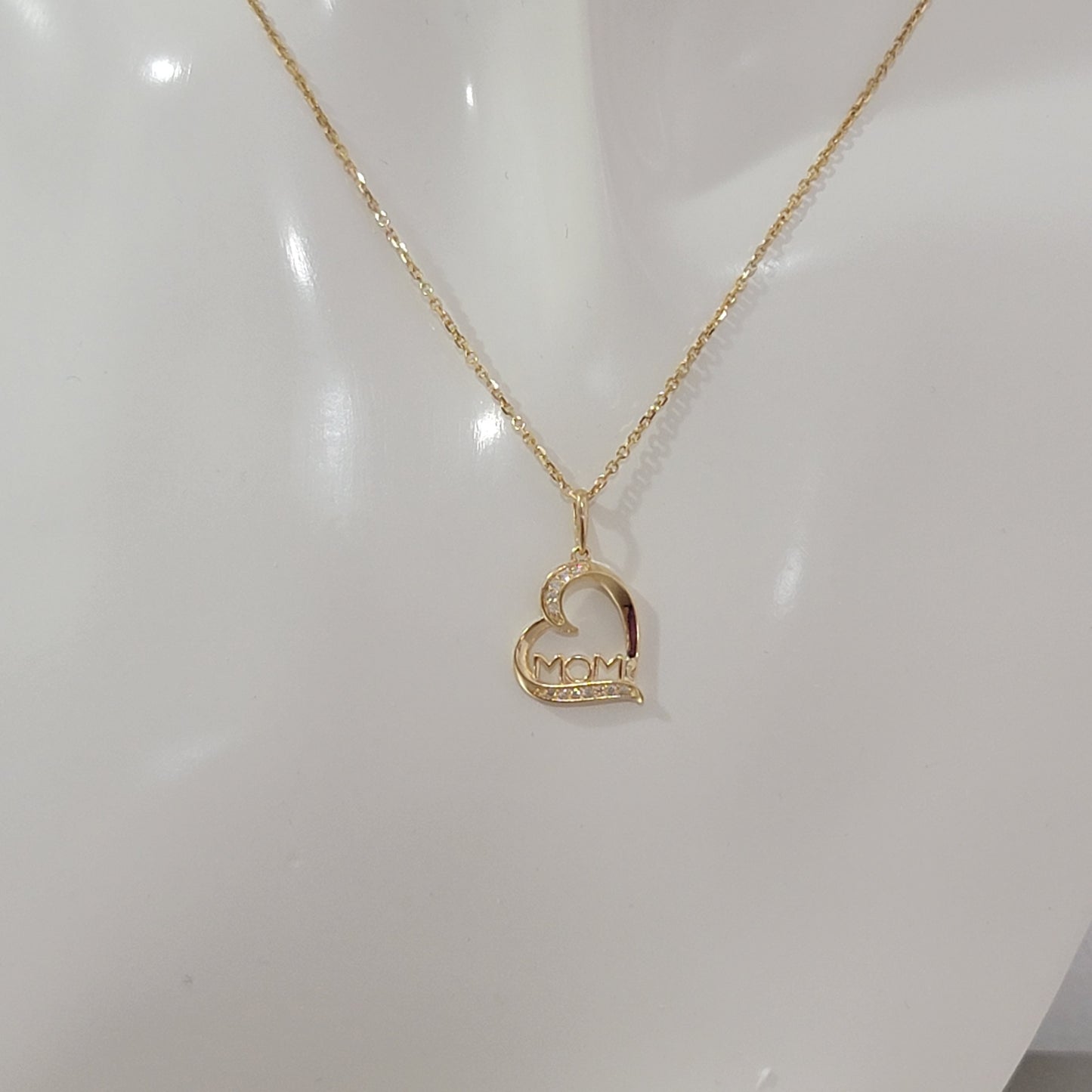14K Solid Gold Diamond Heart Pendant