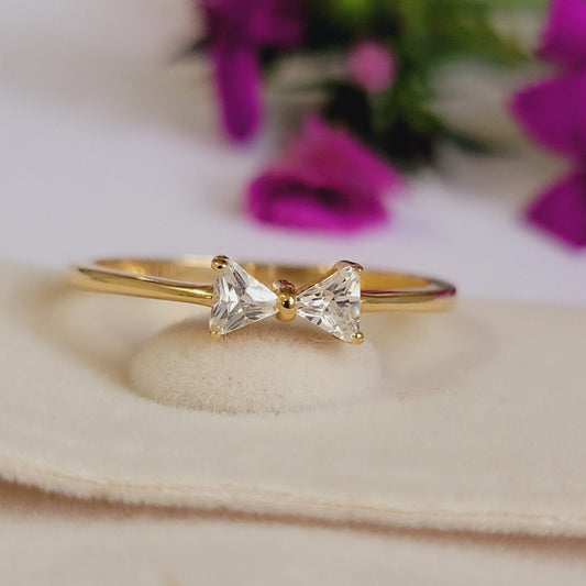 Diamond Ring, 14k Gold Ring, Trillion Natural Diamond Ring, Dainty Ring, Unique Engagement Ring, Promise Ring for Her