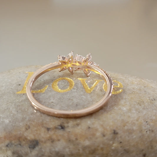 Marquise Diamond Ring in 14k Solid Gold , Diamond Cluster Ring, Dainty Ring, Vintage Diamond Flower Ring, Promise Ring for Her