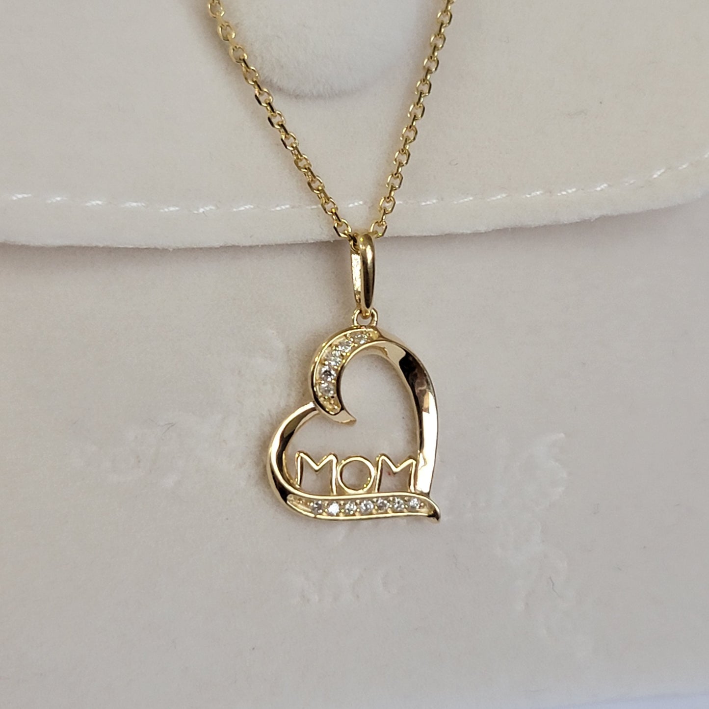 14K Solid Gold Diamond Heart Pendant