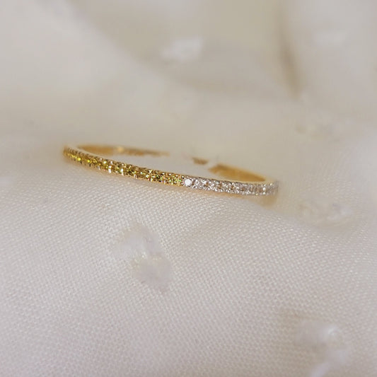 Yellow Sapphire and Diamond Wedding Ring, Diamond Eternity Ring in 14k Gold, Pave Diamond Ring, Yellow Sapphire Wedding Band, Eternity Band