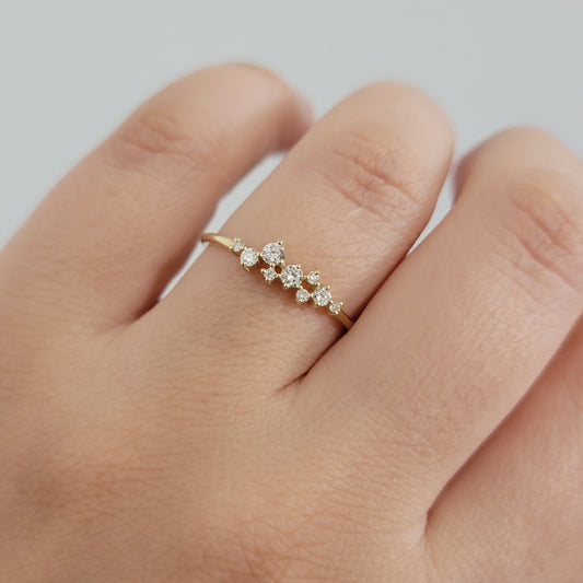 Diamond Ring, 14k Gold and Diamond Ring, Anniversary Ring, Diamond Gold Ring for Women, Diamond Cluster Ring, Wedding Ring, Stackable Rings