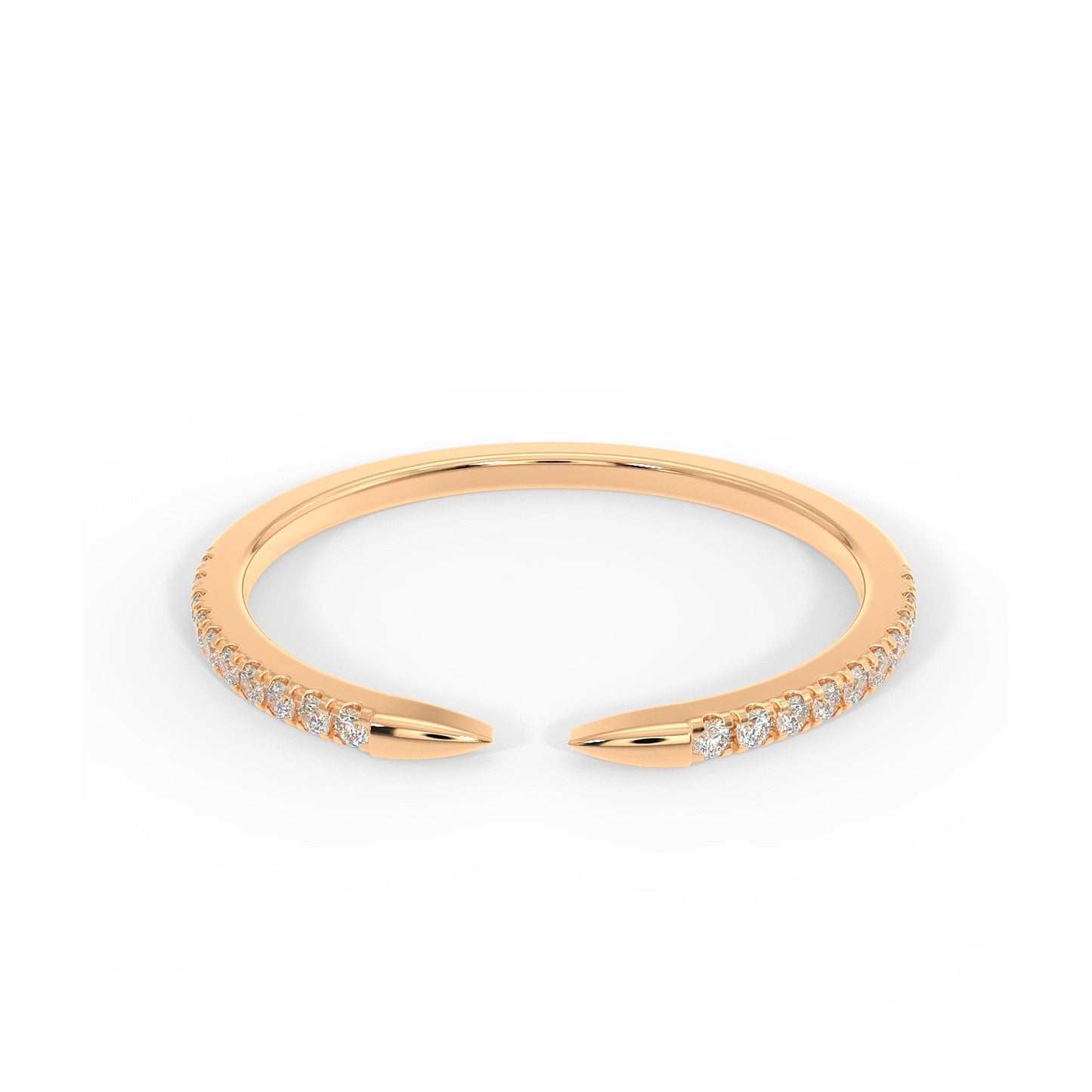 Open Claw Solid 14k Gold Natural Diamond Ring, Half Eternity Ring, Stackable Ring, Dainty Diamond Ring, Minimalist Ring, 14k white Gold