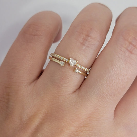 Diamond Ring, 14k Solid Gold Solitaire Ring, Dainty Diamond Ring, Diamond Engagement Ring, 0.16 Ct Heart Shape Cut Diamond Ring Set Gold