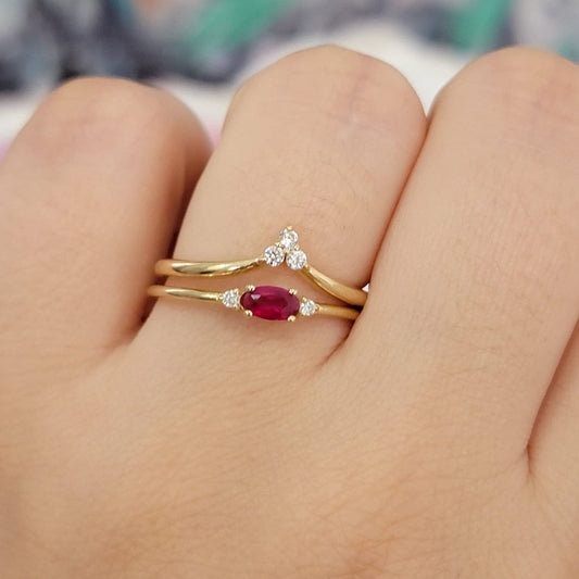 14k Solid Gold Ruby And Diamonds Ring