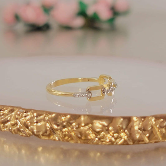 Diamond Chain Link Ring, Diamond Pavé Cuban Curb Link Ring, Gold Linked Ring in14k, Statement Ring, Unique Diamond Ring, Half Eternity Ring