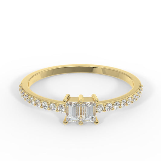 14k Gold Baguette Diamond Engagement Ring