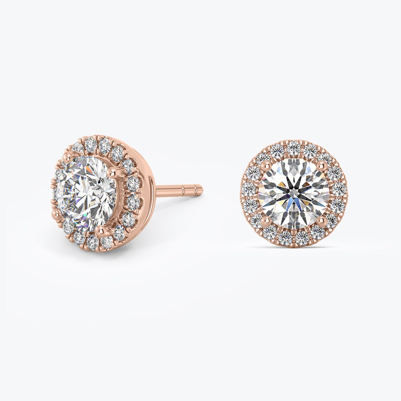 1.5 Carat Round Ideal Cut Lab Grown Diamond Stud Earrings