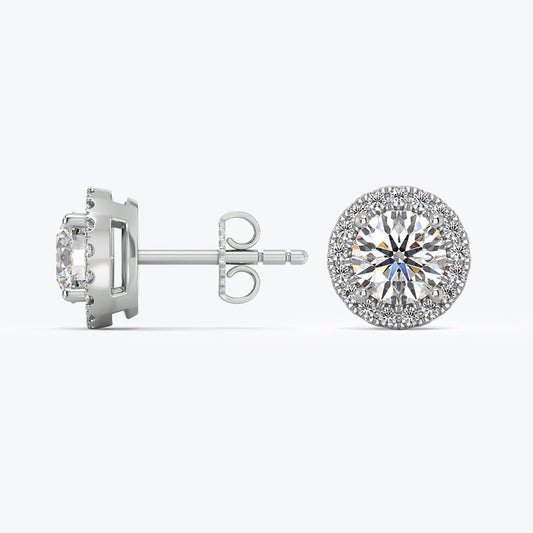 1.5 Carat  Round Ideal Cut Lab Grown Diamond Stud Earrings