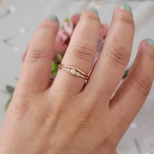 diamond bridal ring set in 14k solid gold