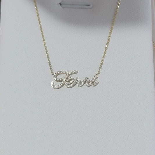 Diamond Name Necklace, 14k Personalized Dainty Script Name Necklace, Personalized Diamond Letter Necklace, Lowercase Name Necklace, Gift