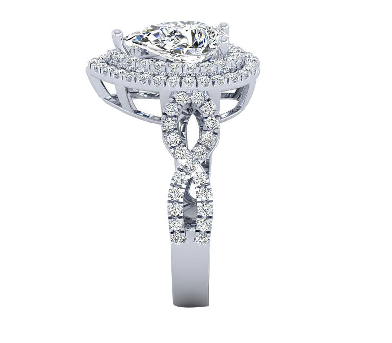 INFINITY DOUBLE PEAR-SHAPED HALO DIAMOND ENGAGEMENT RING