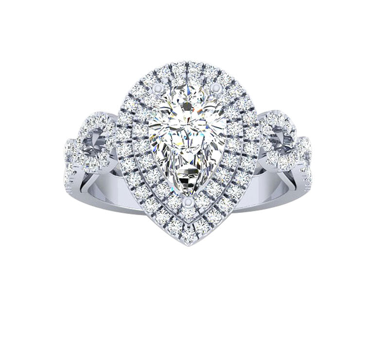 INFINITY DOUBLE PEAR-SHAPED HALO DIAMOND ENGAGEMENT RING