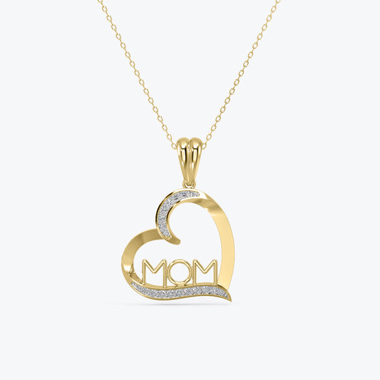 14k Gold and Diamond Mom Necklace gift for Mom