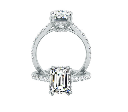 Lab-Created 2.00 Carat Emerald  Cut  Diamond Engagement Ring in 14k White Gold