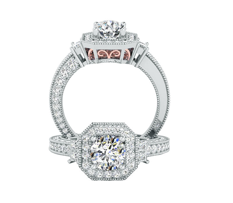 TWO-TONE HALO DIAMOND ENGAGEMENT RING