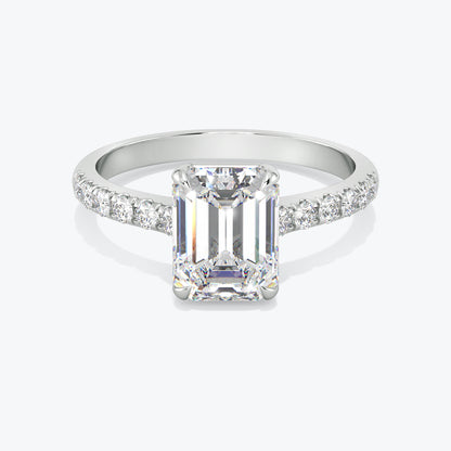 14K White Gold Single One Pavé Engagement Ring
