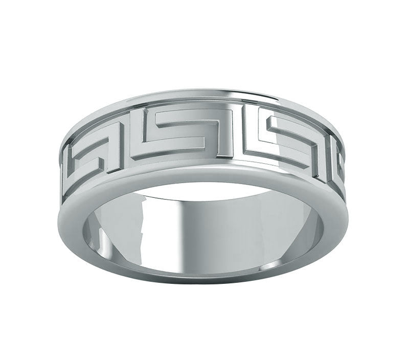 GREEK KEY MEN’S WEDDING BAND