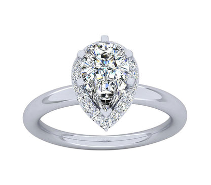 LUXE PEAR SHAPED HALO DIAMOND ENGAGEMENT RING