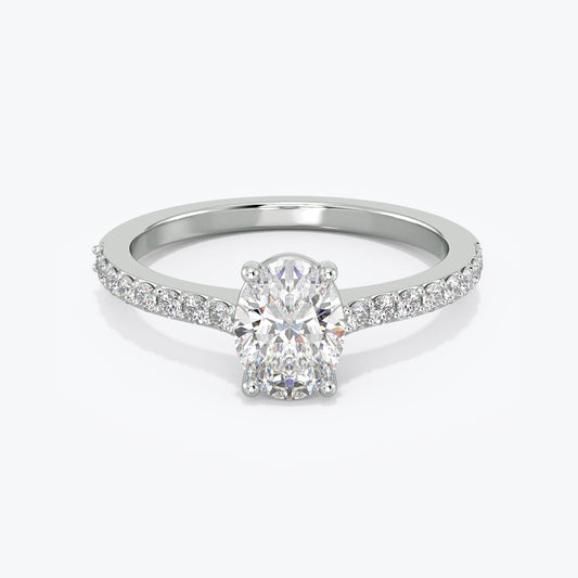14K White Gold 1.06Ct Oval Lab Diamond Engagement Ring