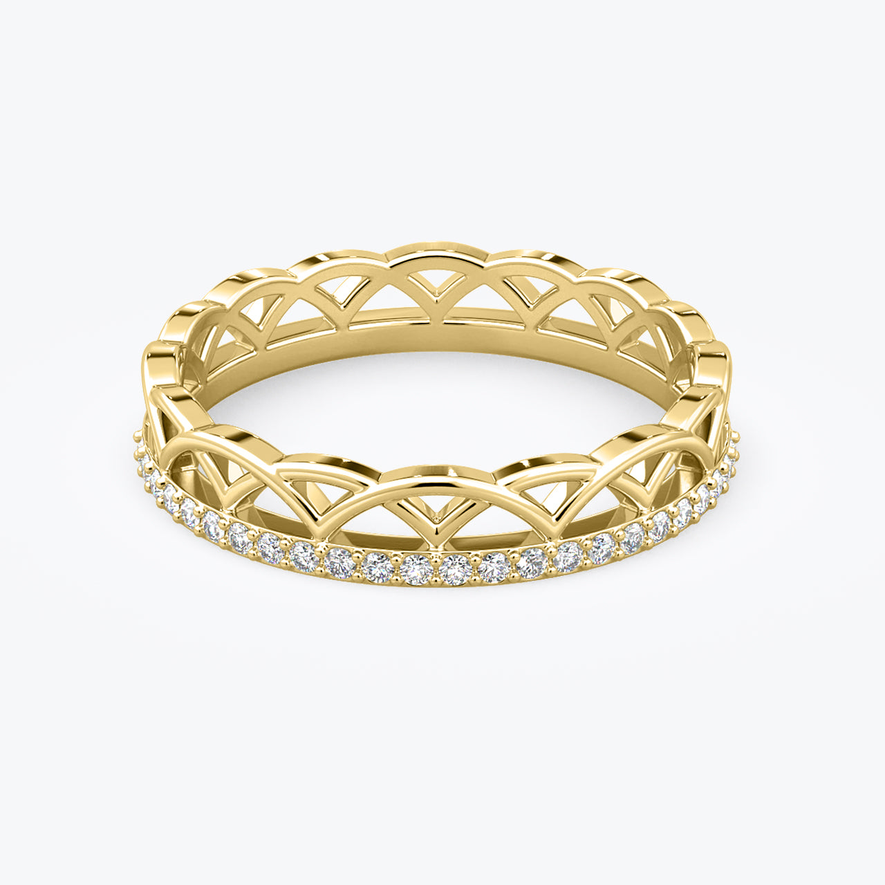 Art- deco diamond wedding ring in 14k solid Gold