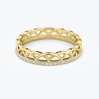 Art- deco diamond wedding ring in 14k solid Gold