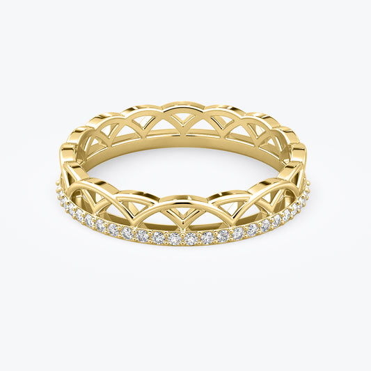 Art- deco diamond wedding ring in 14k solid Gold