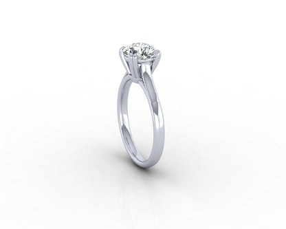 14K White Gold Double Claw Solitaire Engagement Ring