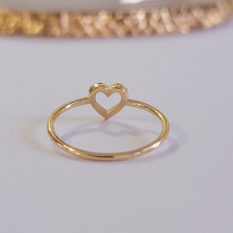 14K SOLID GOLD OPEN HEART DIAMOND RING