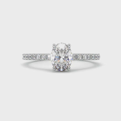 14K White Gold 1.06Ct Oval Lab Diamond Engagement Ring