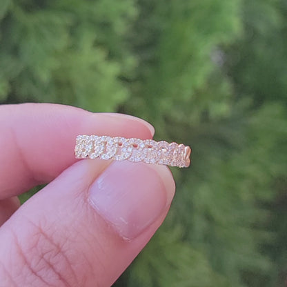 14K DIAMOND CUBAN LINK RING