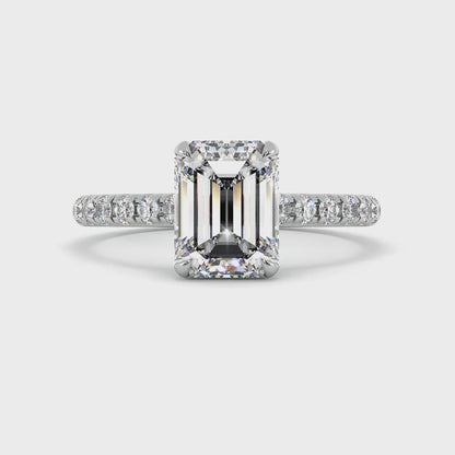 Lab-Created 2.50 Carat F-VS1 Emerald Cut Diamond Engagement Ring in 14k White Gold