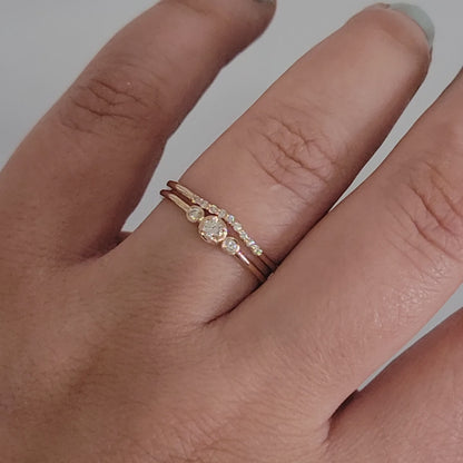 14k Solid Gold and Diamonds Minimalist Engagement Ring set