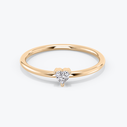 Heart-Shape Diamond Solitaire Ring, 14k Solid White Gold Engagement Band, Dainty Promise Ring, Stackable Diamond Ring, Rose Gold,