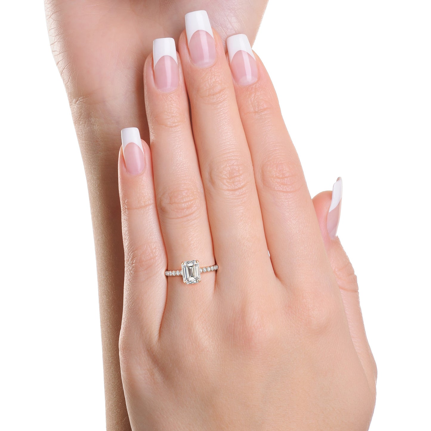 14K White Gold Single One Pavé Engagement Ring