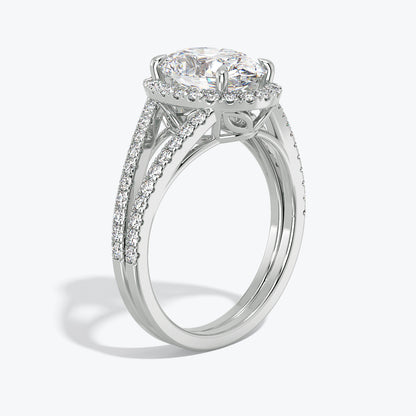 Lab-Grown 2.50 Carat F VS1 Oval Cut Diamond Split Shank Diamond Engagement Ring in 14k White Gold