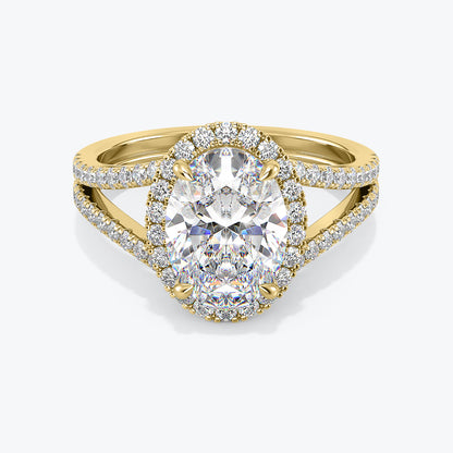 Lab-Grown 2.50 Carat F VS1 Oval Cut Diamond Split Shank Diamond Engagement Ring in 14k White Gold