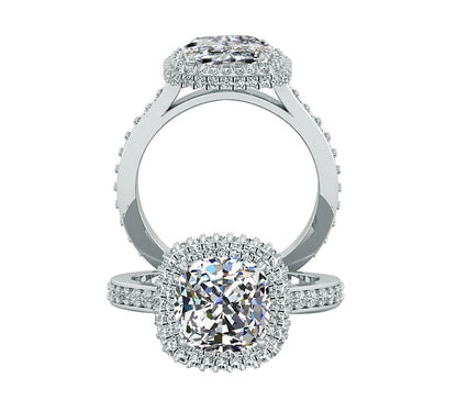 18k halo style engagement ring, 1Ct cushion diamond ring