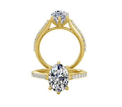 SIX PRONG CATHEDRAL OVAL CUT ENGAGEMENT RING
