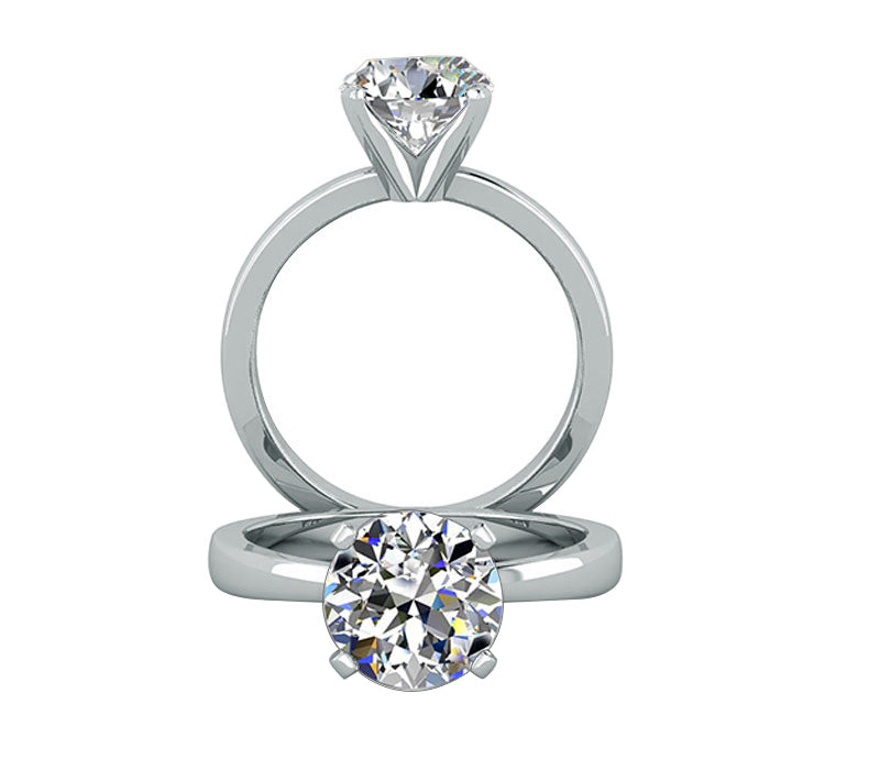 Classic Four-Prong Solitaire, Engagement Ring In 14k - 18k - platinum, showcases 1Ct sparkle white diamond