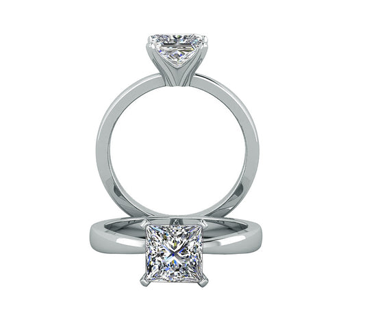VS2 princess-Cut solitaire engagement ring in 18k solid gold