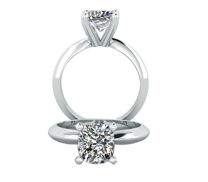 tapered cushion solitaire ring, 1Ctdiamond solitaire , Platinum bridal band 