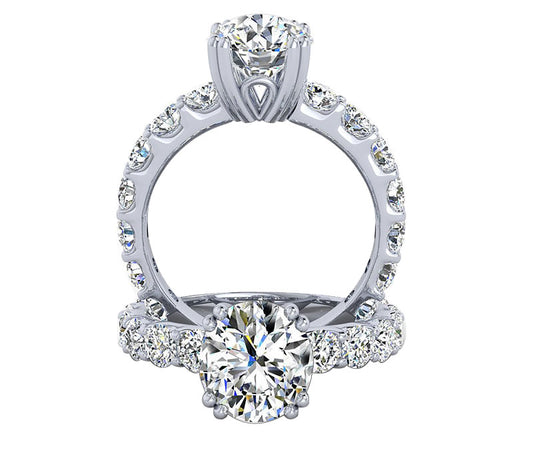 14k/18k Gold engagement ring, Diamond engagement ring, Double prong set wedding ring