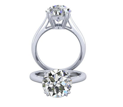 0.80CT VS2 diamond Solitaire, 14k WHITE engagement ring, Double claw prongs bridal ring