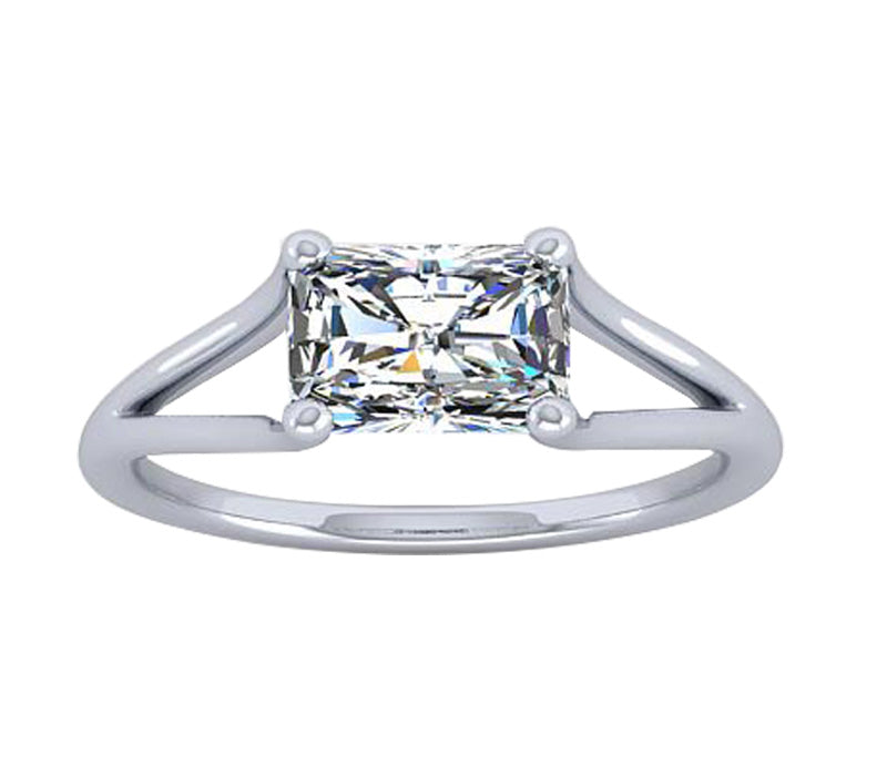 SPLIT SHANK EMERALD CUT CLASSIC SOLITAIRE