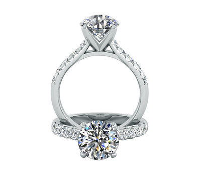 1CT diamond engagement ring, side stone Style bridal ring, 18k engagement ring ,solitaire ring