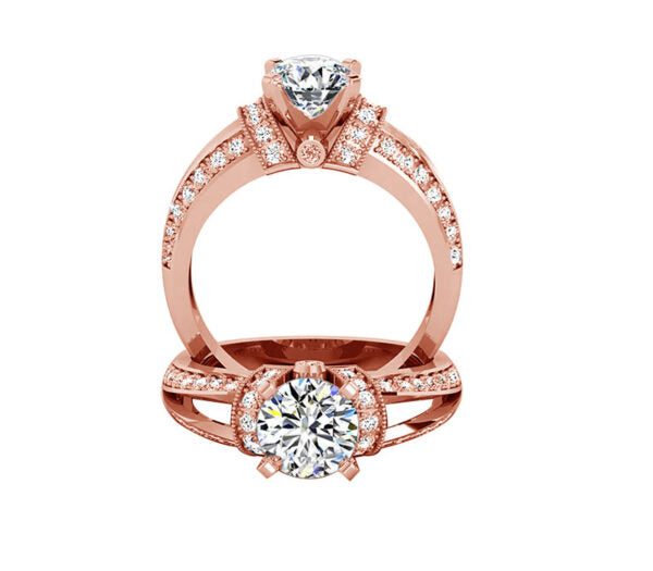 FANCY ROUND DIAMOND SPLIT SHANK ENGAGEMENT RING