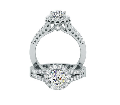 CROWNED HALO DIAMOND ENGAGEMENT RING